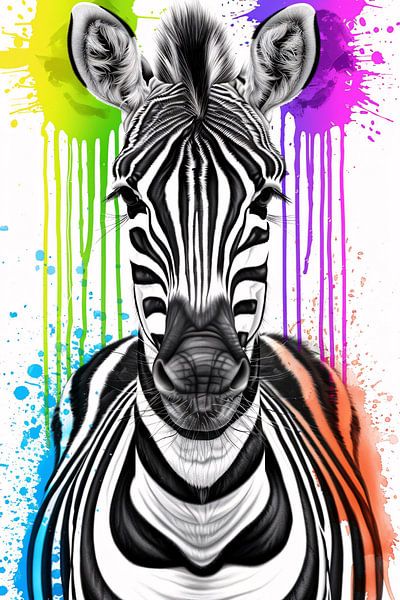 Colourful Zebra Street Art Print by Art & Soul Creations