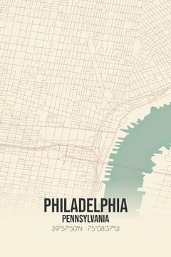 Carte ancienne de Philadelphie (Pennsylvanie), Etats-Unis. sur Rezona