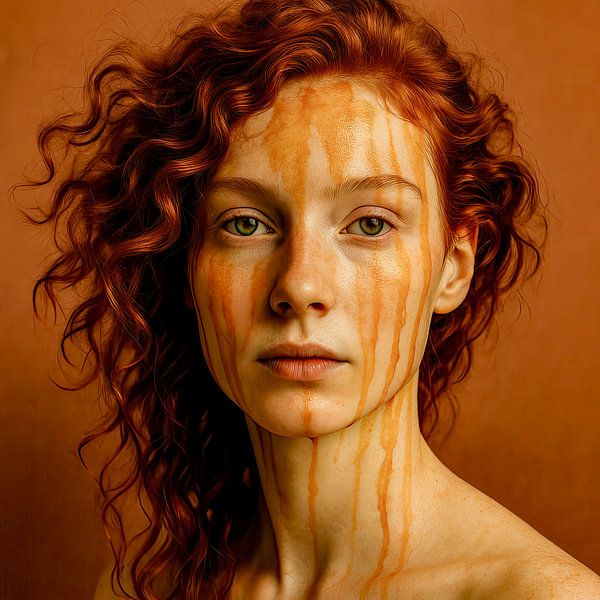 Faces of light: when copper tears fall silently by Klaus Tesching - Art-AI
