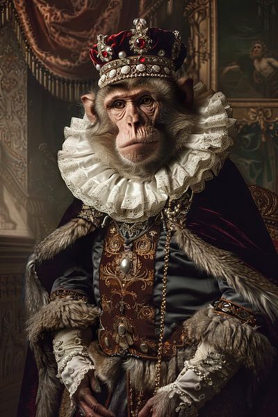 Royal monkey - animal portrait in baroque style by Poster Art Shop