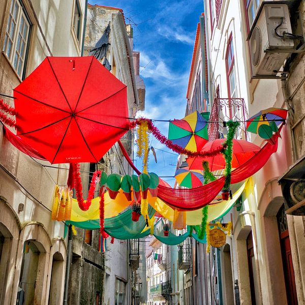 Coimbra: Colourful street by Berthold Werner