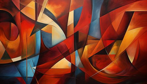 Abstract shapes blue-red-brown panorama