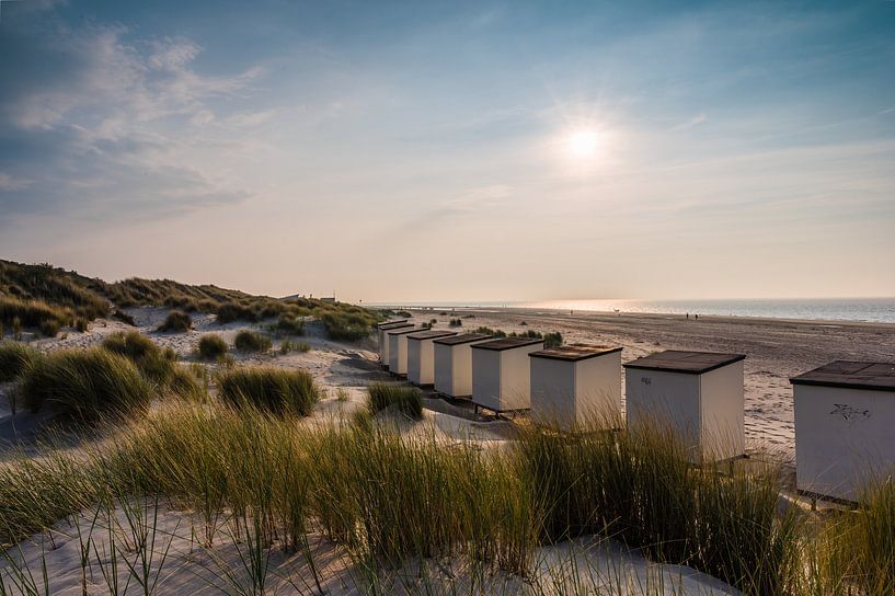 Beach huts on the beach of Renesse by Michel Knikker