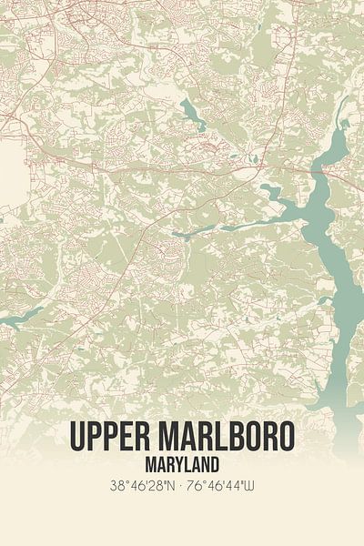 Alte Karte von Upper Marlboro (Maryland), USA. von Ortsdrucke