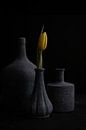 Gele tulp in grijze vaas van Maaike Zaal thumbnail