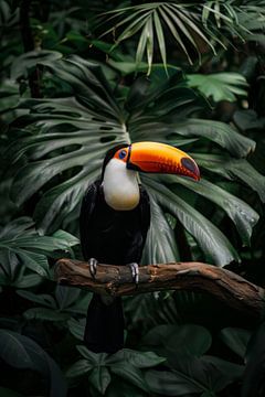 Toekan in de weelderige jungle van Poster Art Shop