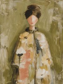 Girl in a floral coat in soft earth tones by Atelier Pink Blossom