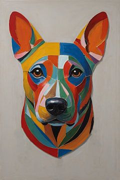 Portrait de chien moderne en blocs de couleurs sur De Muurdecoratie