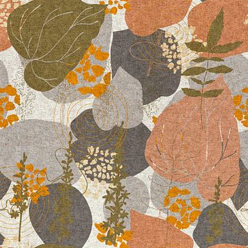 Retro botanische geometrische kunst met bloemen en bladeren. Deel 2 van Dina Dankers