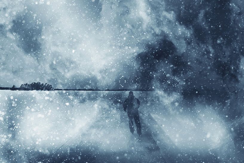 Der einsame Schlittschuhläufer im Schnee von Fotografie Jeronimo
