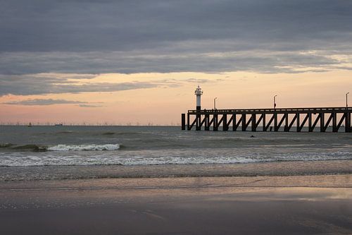 Blankenberge zomer zonsondergang, Belgische Kust