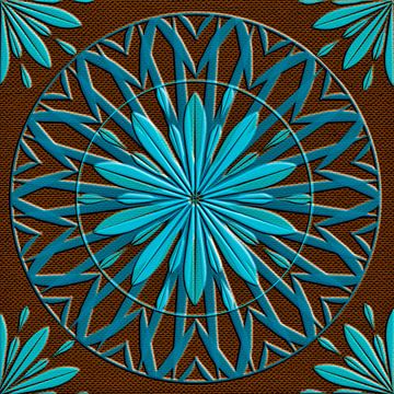 Ster in cirkel patroon, turquoise op bruin