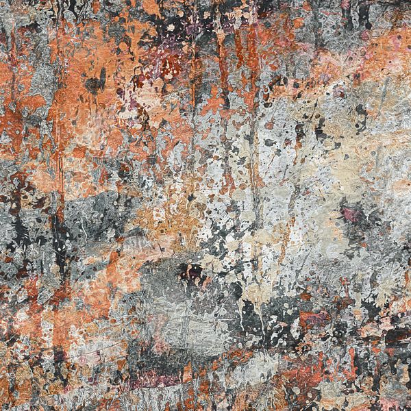 Composition abstraite moderne dans les tons orange et gris 2 par Anna Marie de Klerk