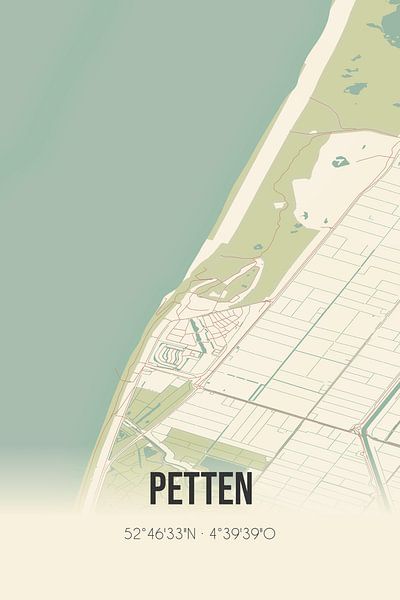 Alte Karte von Petten (Nordholland) von Ortsdrucke