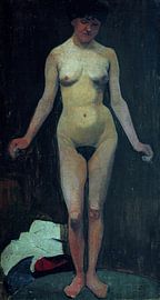 vrouwelijk naakt, frontaal, armen gebogen - Paula Modersohn-Becker, 1900 van Atelier Liesjes
