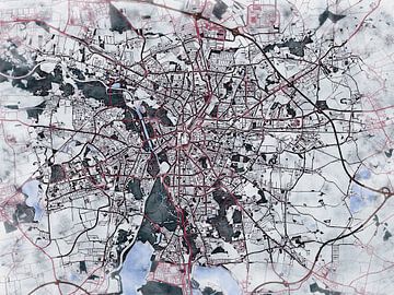 Kaart van Leipzig in de stijl 'White Winter' van Maporia