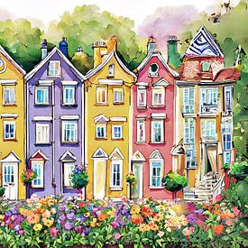 coloured houses by Yvonne Blokland