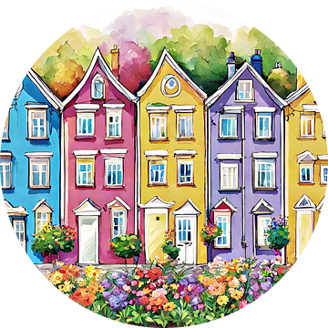 gekleurde huizen van Yvonne Blokland