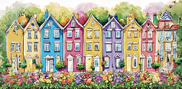 maisons colorées sur Yvonne Blokland