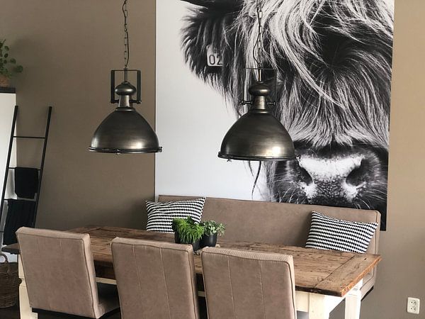 Customer photo: Portrait Scottish Highlander black and white by Sandra van Kampen