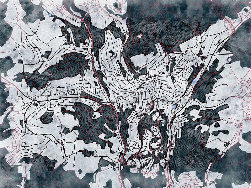 Map of Gummersbach with the style 'White Winter' by Maporia