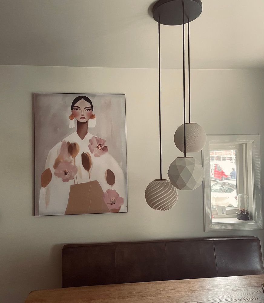 Modern portret, illustratie in zachte kleuren  van Carla Van Iersel 