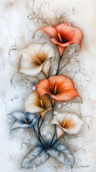 aquarelle de fleurs par Gelissen Artworks