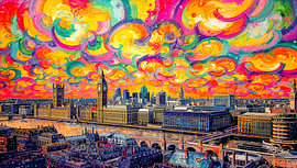 De levendige skyline van Londen onder een wervelende hemel van Joseph S Giacalone Photography
