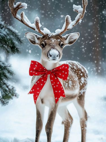 Reindeer with a bow