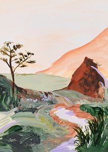'Sunkissed Mountain' | Paysage abstrait sur Ceder Art