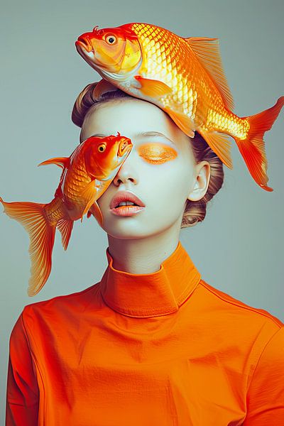 Frau mit Fisch von Egon Zitter