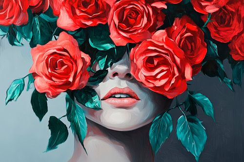 Rose paradise: Portrait of a woman with flowers