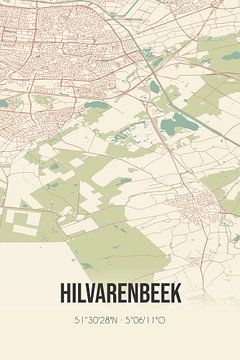 Vintage landkaart van Hilvarenbeek (Noord-Brabant) van MijnStadsPoster
