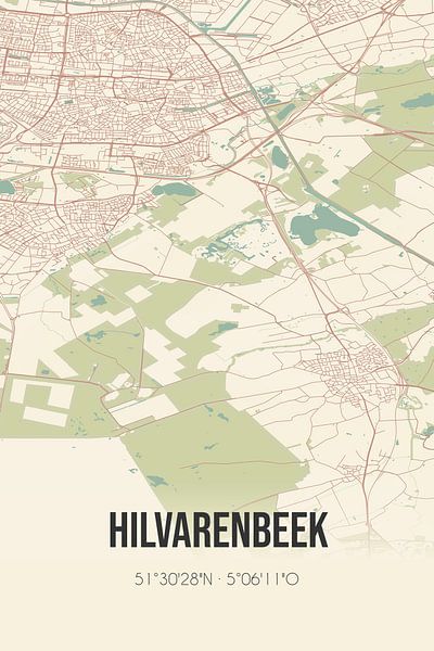 Alte Landkarte von Hilvarenbeek (Nordbrabant) von Ortsdrucke