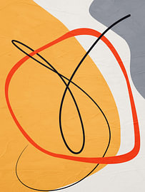 Abstract, geometric, minimalist art featuring organic forms in earth tones.