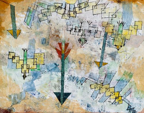 Neerduikende vogels en pijlen (1919) door Paul Klee. Origineel uit het MET Museum.