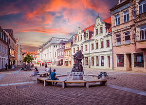 Blick auf den Marktplatz der Altstadt von Döbeln in Sachsen