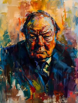 Portrait abstrait de Winston Churchill sur Magnus Karlsen