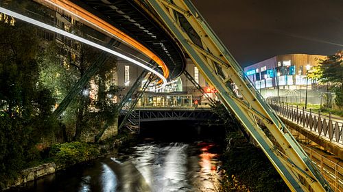 Suspension railroad Wuppertal at night