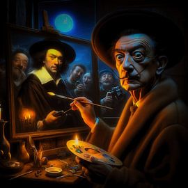 Salvador Dali paints Rembrandt van Rijn by Digital Art Nederland