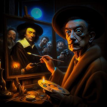 Salvador Dali paints Rembrandt van Rijn by Digital Art Nederland