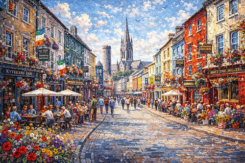 Kilkenny in Ierland, een impressionistisch schilderij.