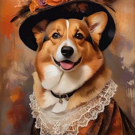 Corgi im viktorianischen Kleid von MIROKKU
