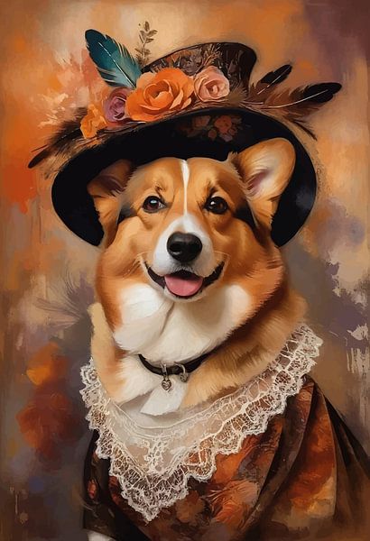 Corgi in Victorian Dress by MIROKKU