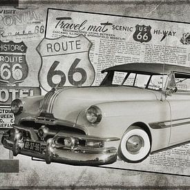 Collage in schwarz / weiß von einem restaurierten Pontiac von Kvinne Fotografie