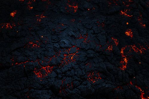 Close-up of a lava surface with molten magma by Besa Art