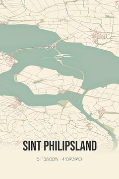 Vintage landkaart van Sint Philipsland (Zeeland) van Rezona