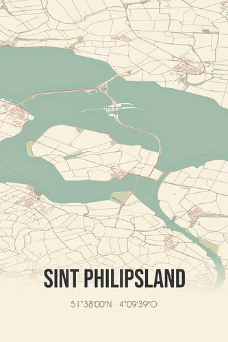 Vieille carte de Sint Philipsland (Zélande)