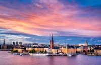 Cityscape van Stockholm tijdens zonsondergang