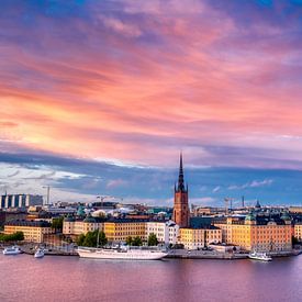 Stadtbild von Stockholm bei Sonnenuntergang von Tim Vrijlandt